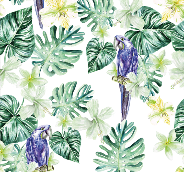 Papier peint oiseaux perroquets flore tropicale - TenStickers