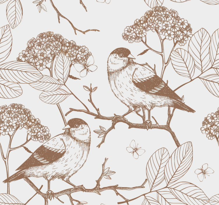 Papier peint enfant Oiseaux gris et bruns - TenStickers