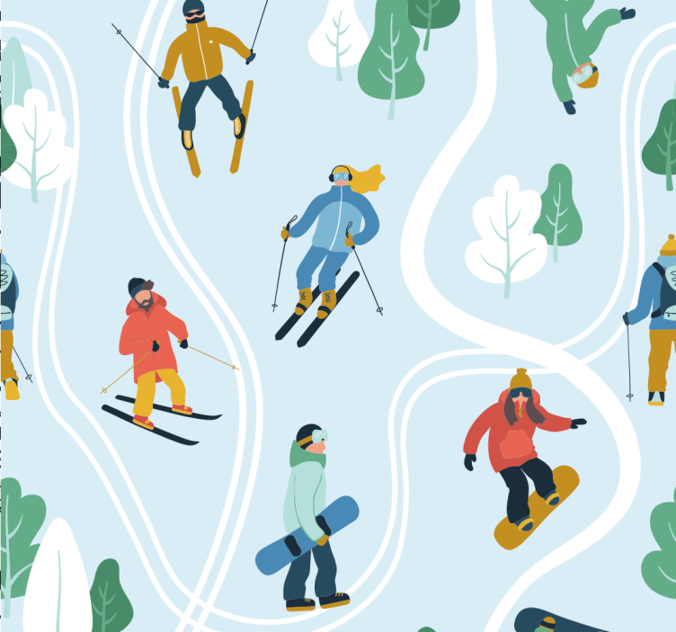 Papier peint chambre bébé sports d'hiver ludiques - TenStickers