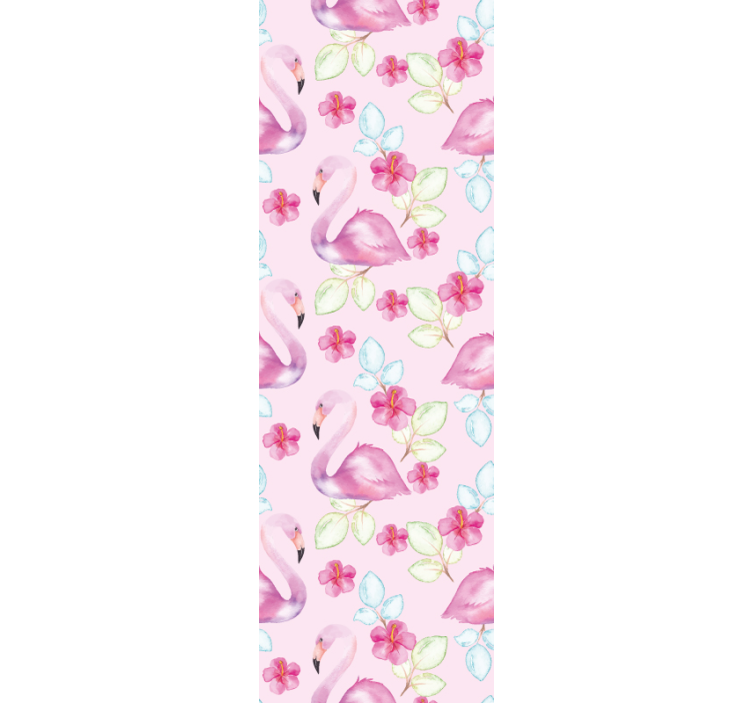 Papier peint animaux flamants roses floraux - TenStickers
