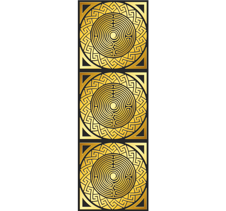 Papier peint jaune symétrie labyrinthique - TenStickers