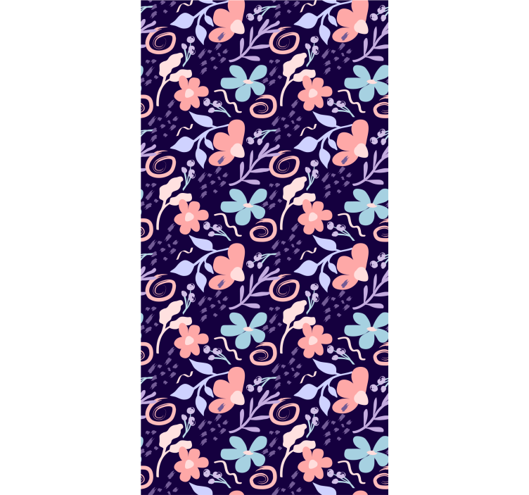 Papier peint floral motif fleuri violet - TenStickers