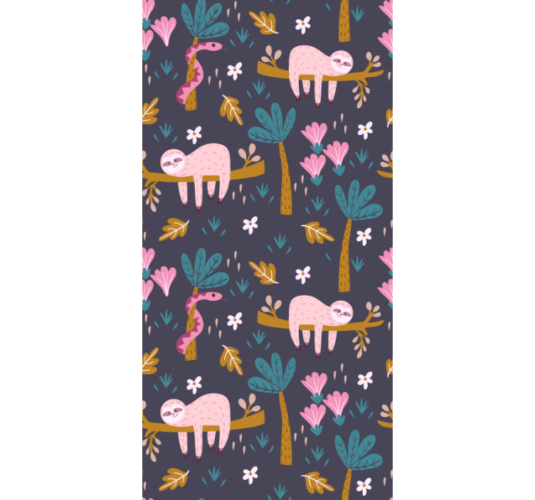 Papier peint animaux paresseux rose - TenStickers