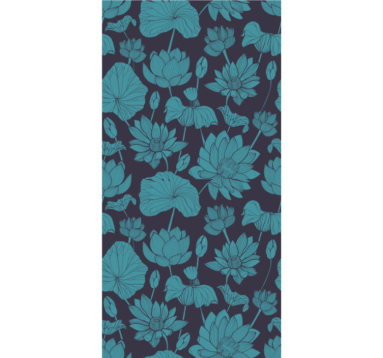 Papier peint floral motif de lotus botanique - TenStickers
