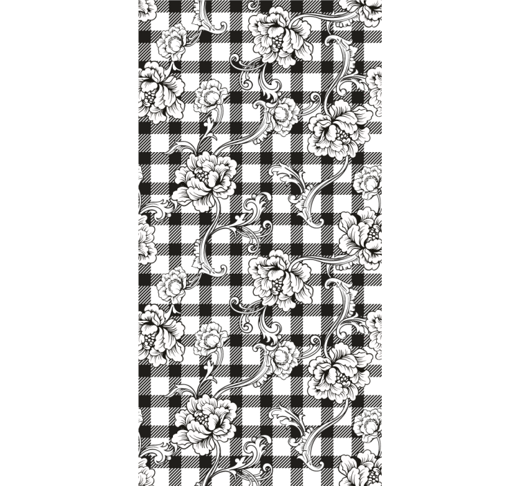 Papier peint fleuri damier floral - TenStickers