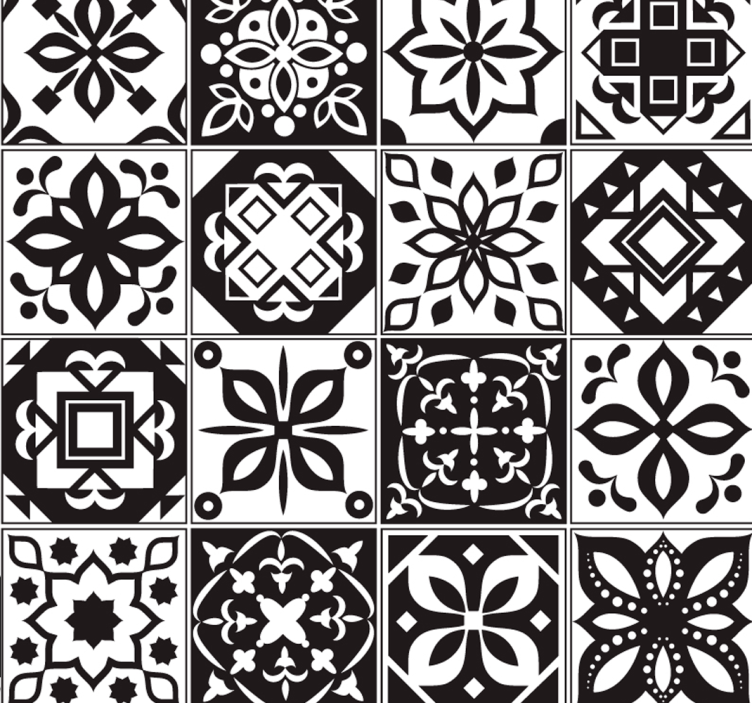 Papier peint blanc Arabesque noire et blanche - TenStickers