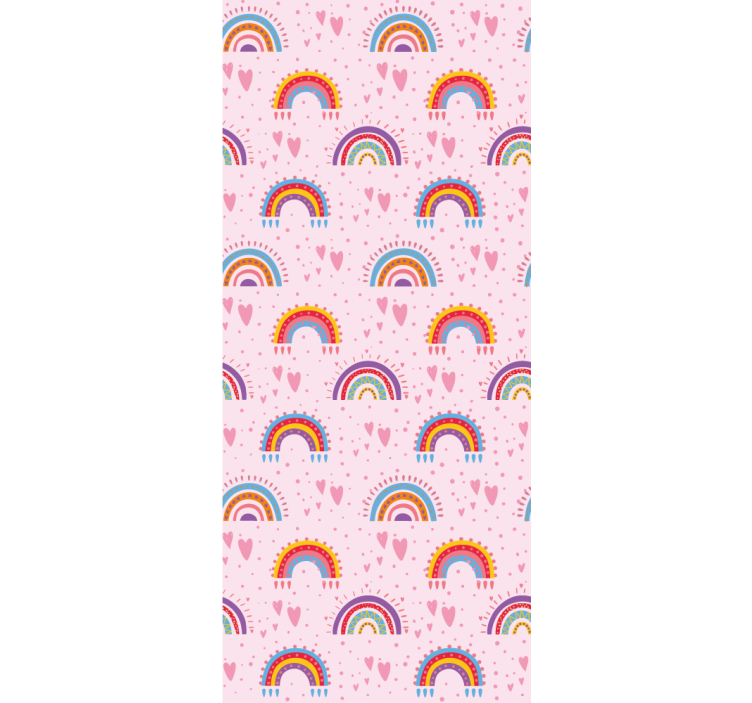 Papier peint chambre enfant motifs de coeurs arc-en-ciel - TenStickers