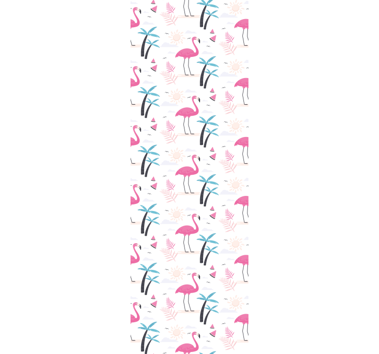 Papier peint oiseaux scène tropicale avec flamants roses - TenStickers