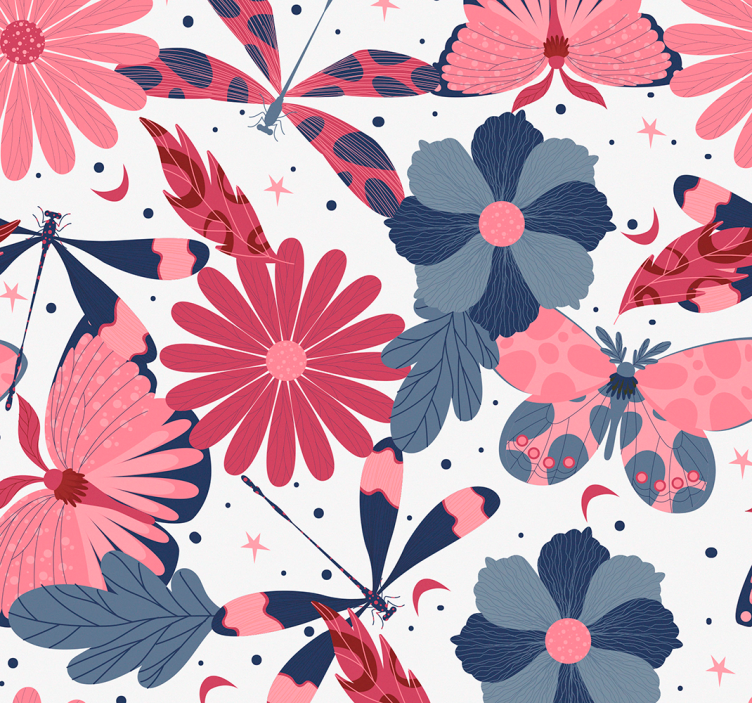 Papier peint chambre ado  papillon floral - TenStickers