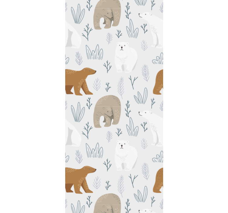 Papier peint animaux motif ours brun et ours polaire - TenStickers