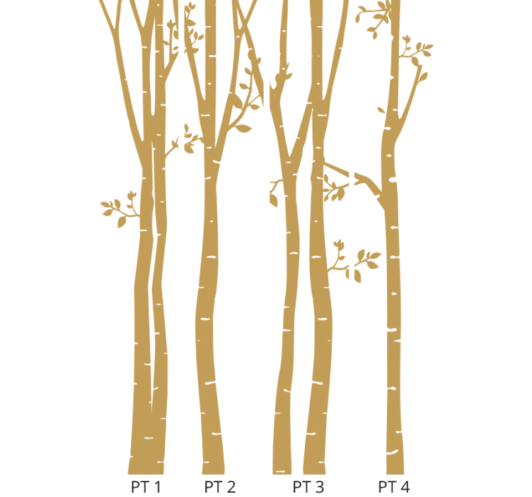 Papier peint arbres silhouettes dorées stylisées - TenStickers