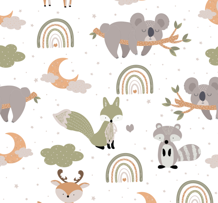 Papier peint chambre motif animal scandinave - TenStickers