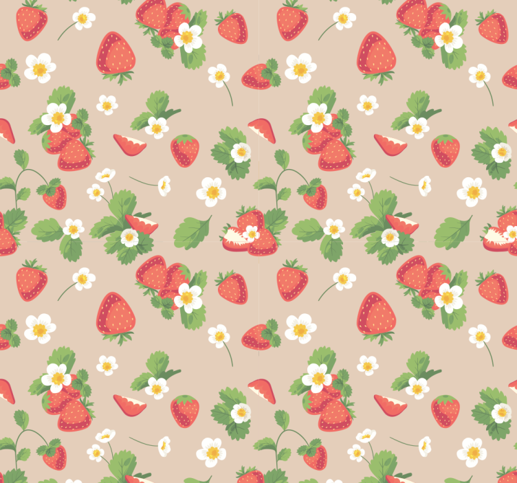 Papier peint salle à manger fraise et fleurs - TenStickers