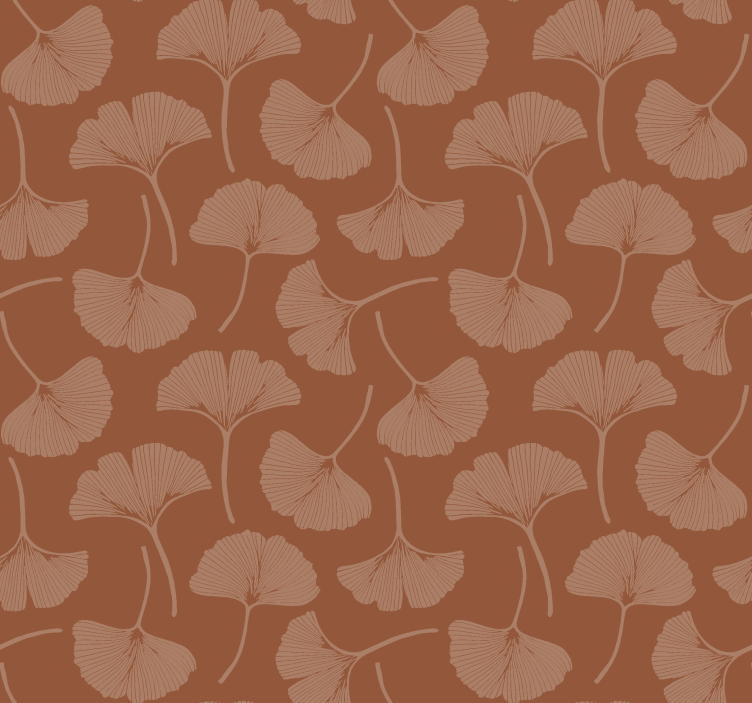 Papier peint terracotta feuilles de ginkgo - TenStickers