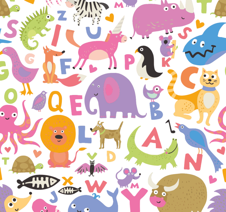 Papier peint chambre enfant animaux de l'alphabet - TenStickers