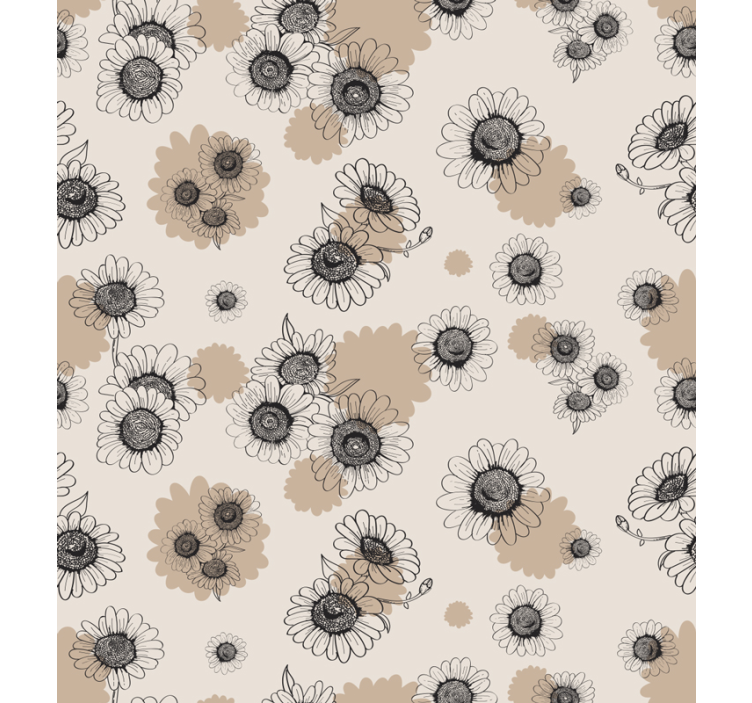 Papier peint floral motif élégant beige en fleurs - TenStickers