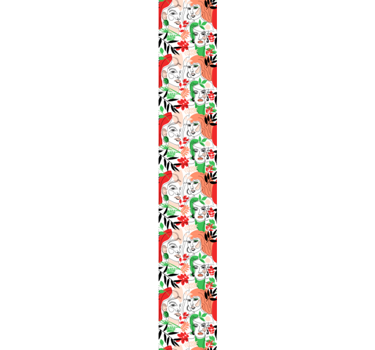 Papier peint abstrait visages et fleurs - TenStickers