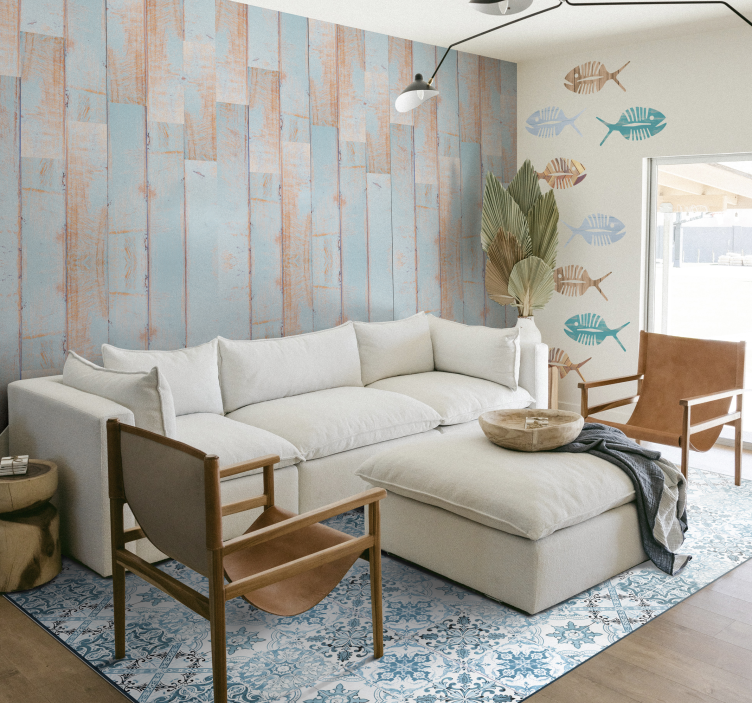 Papier peint bois Bleu Ciel - TenStickers