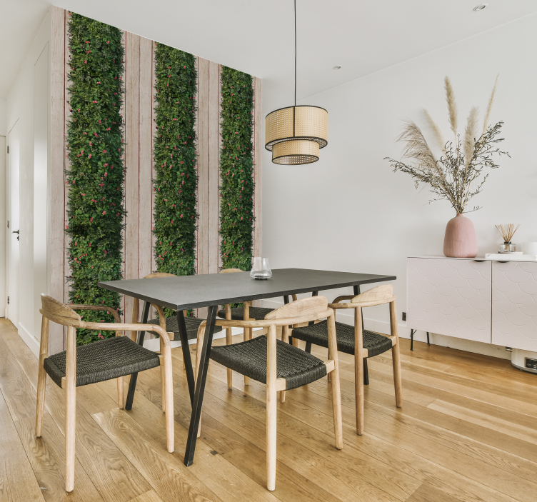 Papier peint floral ligne de jardin motif bois - TenStickers