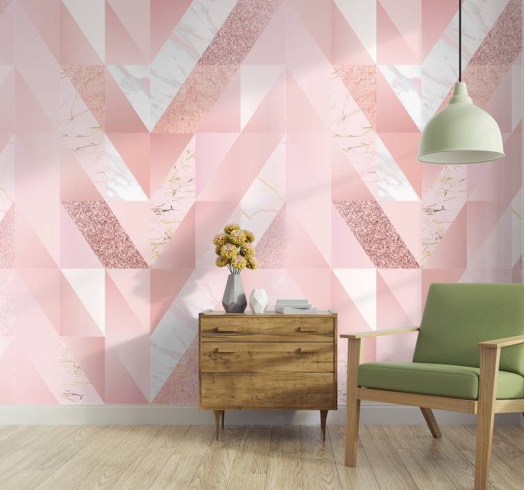 Beau papier peint en marbre rose - TenStickers