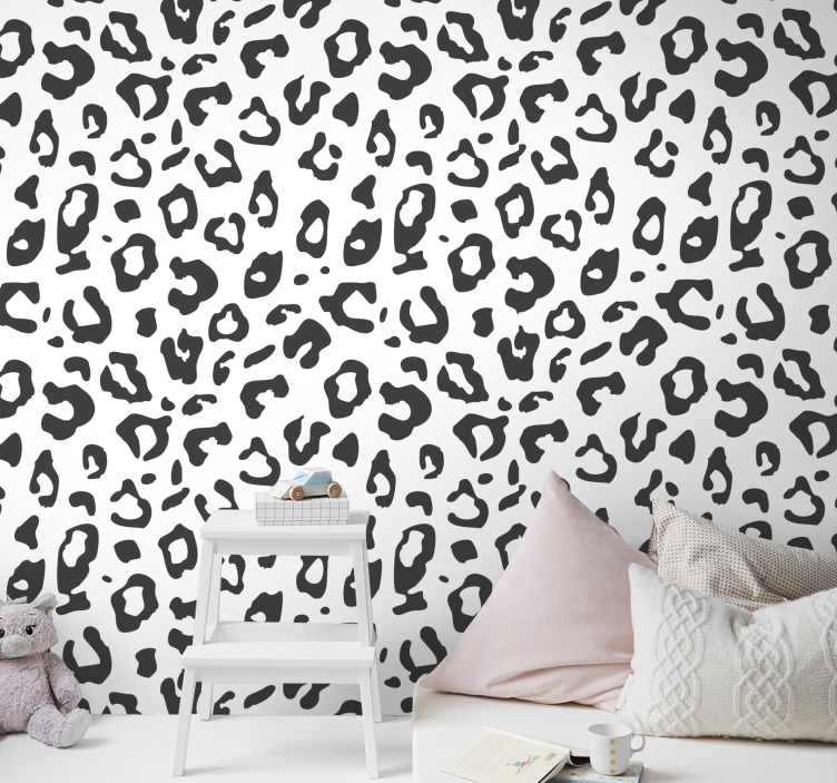 Papier peint chambre texture léopard noir et blanc - TenStickers