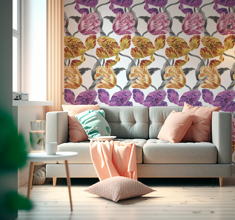 Papier peint floral tulipes élégantes - TenStickers