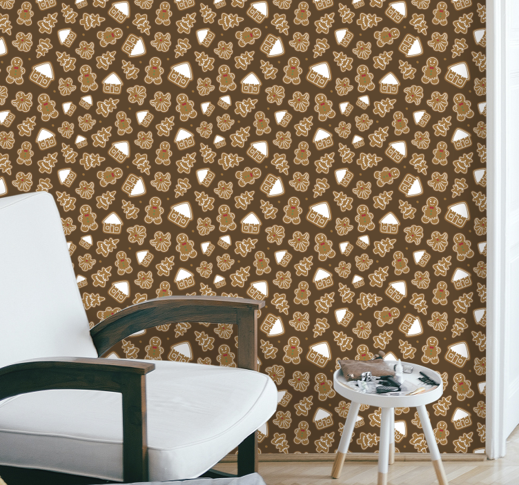 Papier peint Noël motifs en pain d'épices - TenStickers