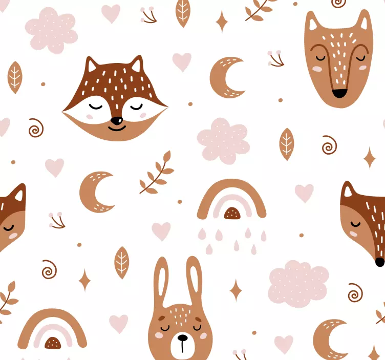 Papier peint chambre enfant animaux arc-en-ciel - TenStickers