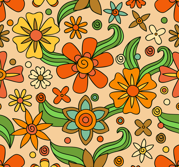 Papier peint floral illustration florale vintage - TenStickers