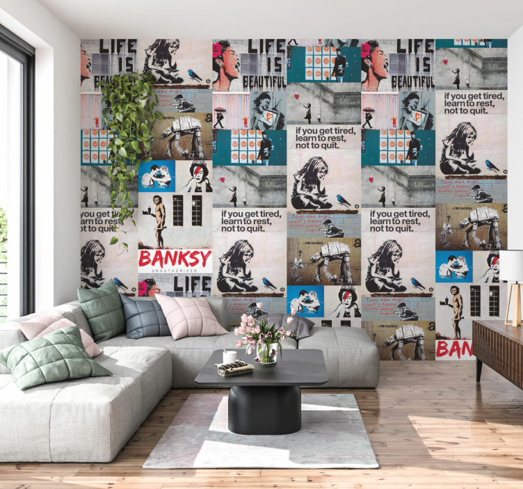 Papier peint abstrait Assemblage Banksy - TenStickers