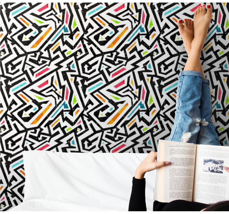 Papier peint abstrait chaos géométrique - TenStickers