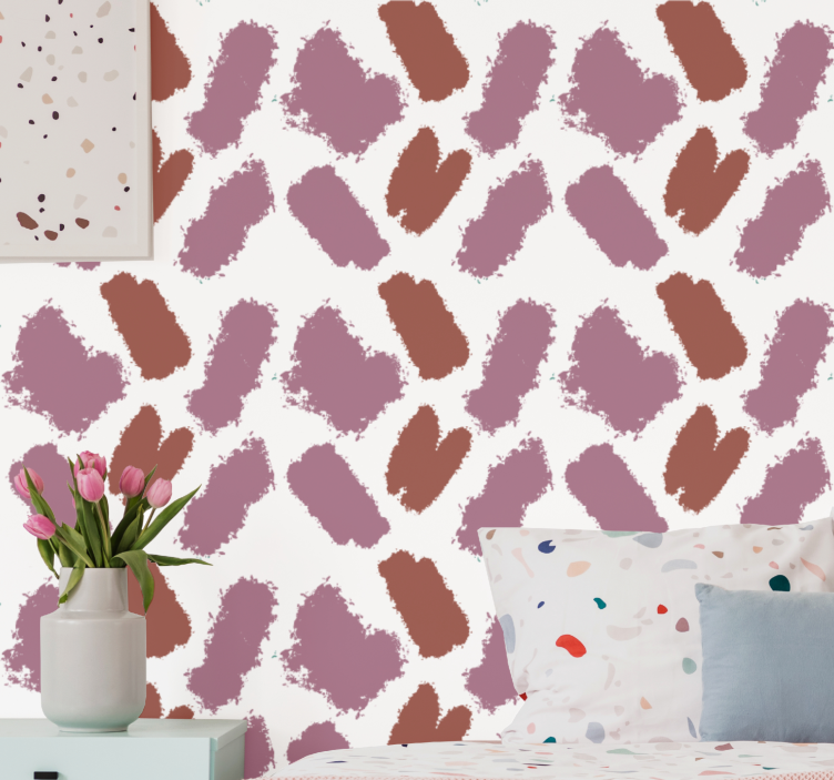 Papier peint abstrait coups de pinceau mauves et bruns - TenStickers