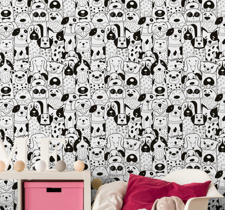 Papier peint chambre chiens deco - TenStickers