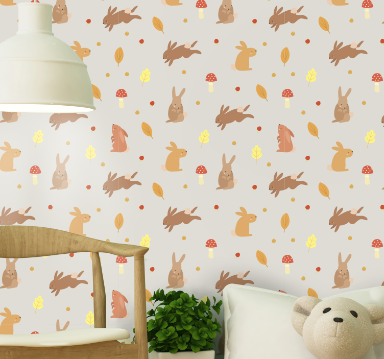 Papier peint animaux motif de lapin - TenStickers