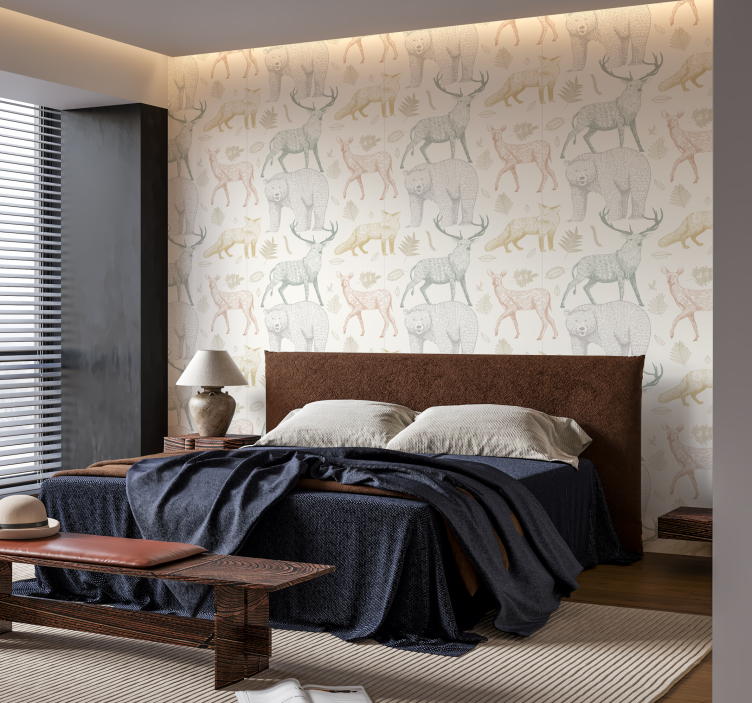 Papier peint animaux conception forestière minimaliste - TenStickers