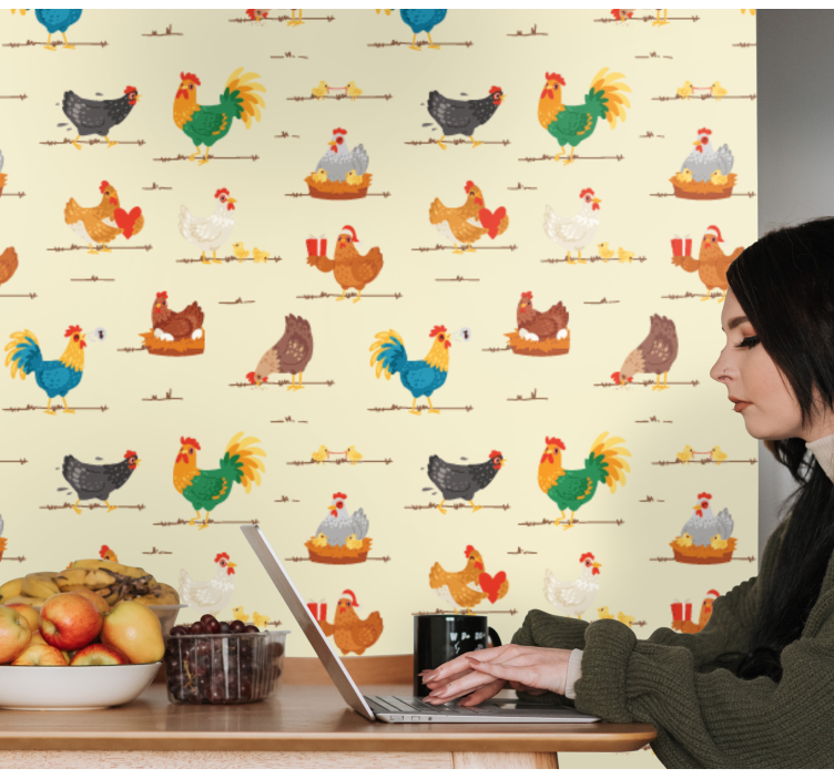 Papier peint animaux des poulets à gogo - TenStickers