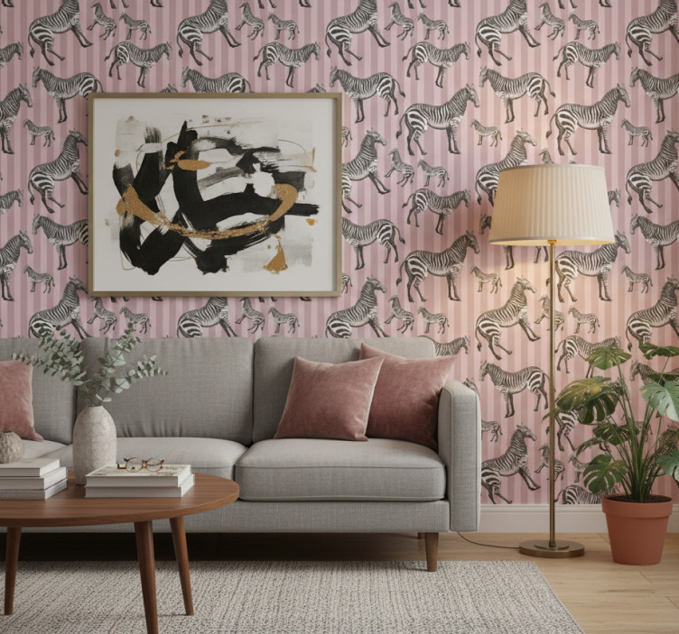 Papier peint animaux illustration vintage zèbre - TenStickers