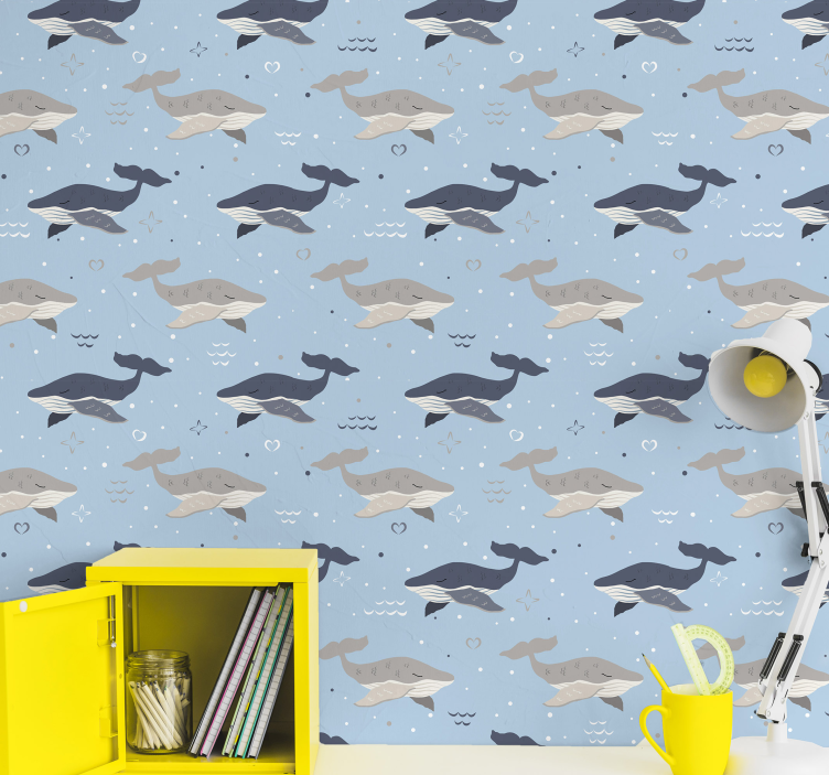 Papier peint animaux intérieur à motifs de baleines - TenStickers
