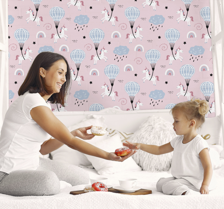 Papier peint chambre bébé licornes et ballons - TenStickers