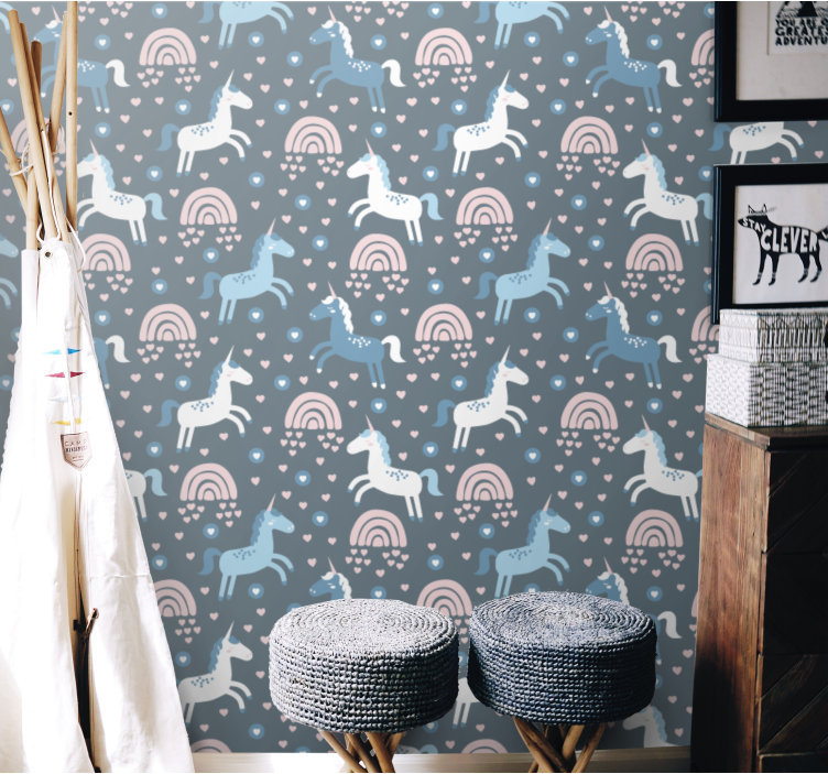 Papier peint animaux motif arc-en-ciel de girafe - TenStickers