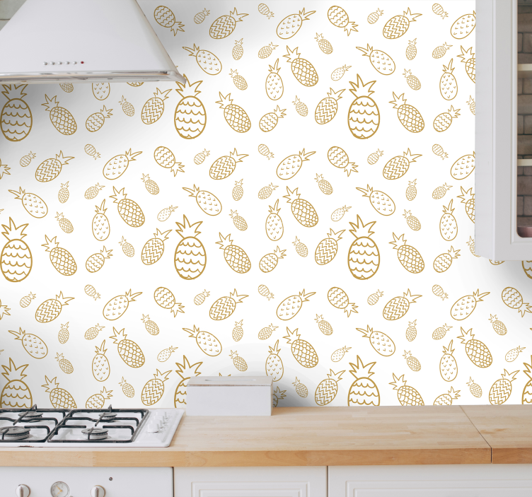 Papier peint cuisine motif d'ananas tropical - TenStickers