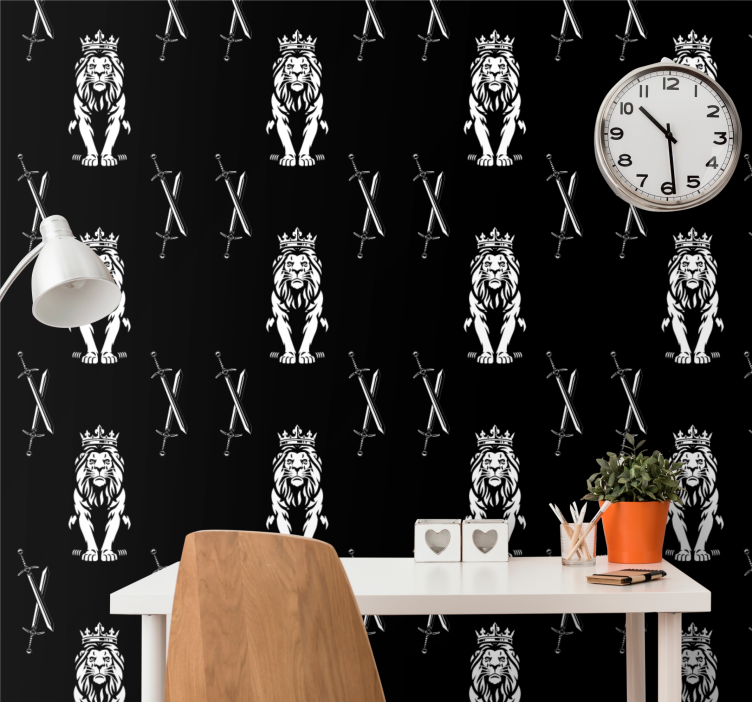 Papier peint animaux motif de lions royaux - TenStickers