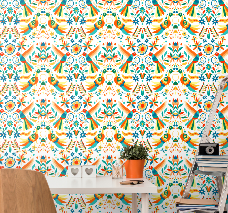 Papier peint oiseaux modèle traditionnel - TenStickers