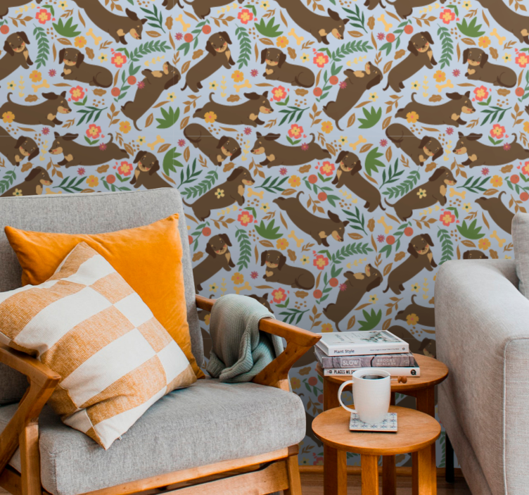 Papier peint chiens motif floral d'éléphant - TenStickers