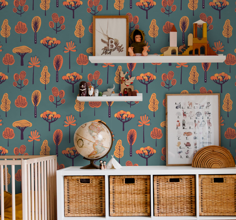 Papier peint arbres motifs botaniques stylisés - TenStickers