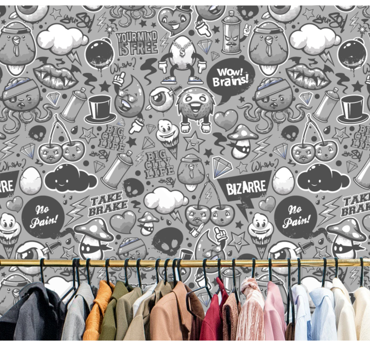 Papier peint art gribouillages éclectiques - TenStickers