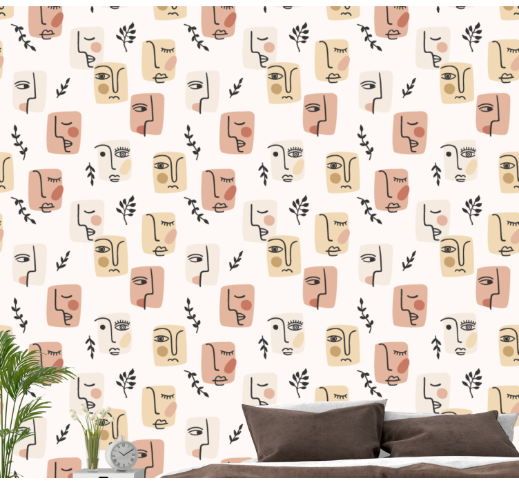 Papier peint art motifs abstraits du visage - TenStickers