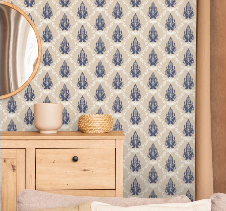 Papier peint baroque motif floral feuillu - TenStickers