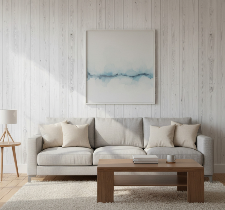 Papier peint bois motif blanc vintage - TenStickers