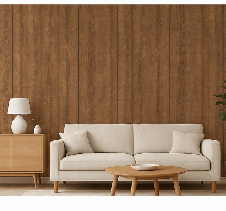 Papier peint bois planche en noyer rustique - TenStickers